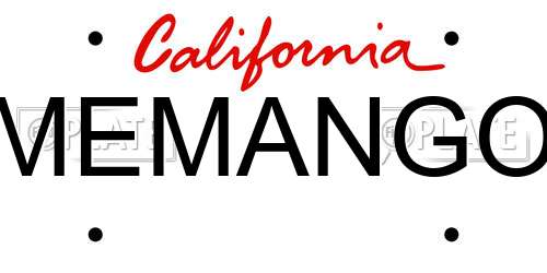 MEMANGO California License Plate
