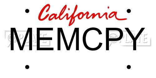 MEMCPY California License Plate