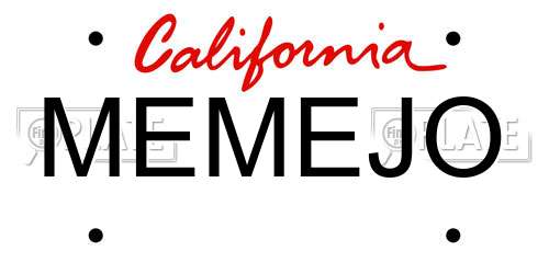 MEMEJO California License Plate