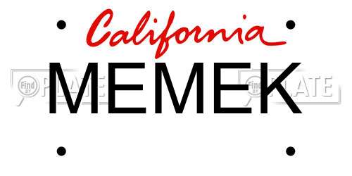 MEMEK California License Plate