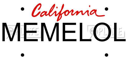 MEMELOL California License Plate