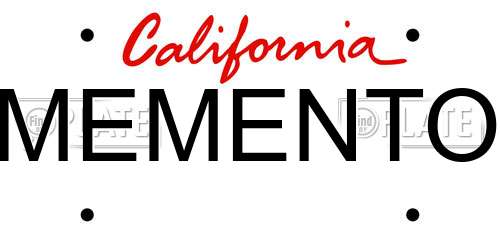 MEMENTO California License Plate