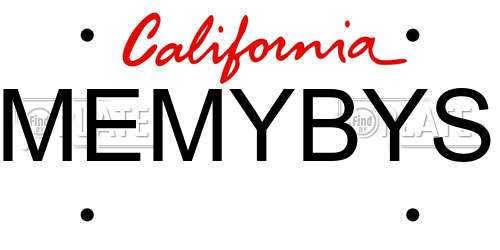 MEMYBYS California License Plate