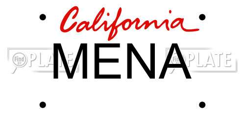 MENA California License Plate