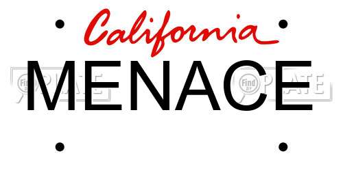 MENACE California License Plate