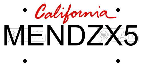 MENDZX5 California License Plate