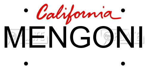 MENGONI California License Plate