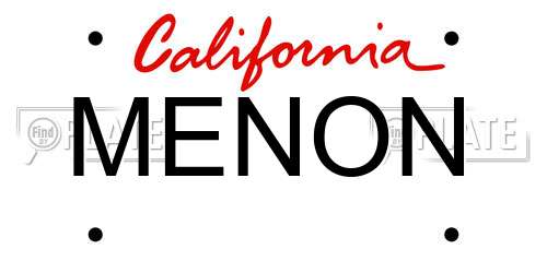 MENON California License Plate
