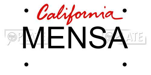 MENSA California License Plate