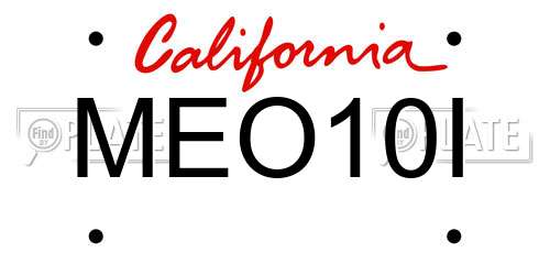MEO10I California License Plate