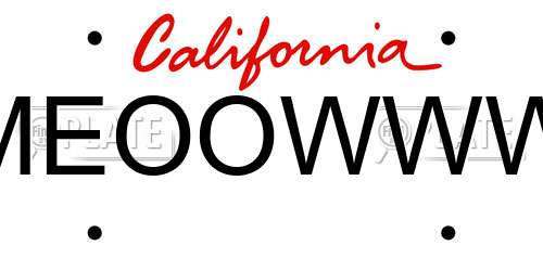 MEOOWWW California License Plate
