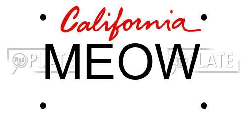 MEOW California License Plate