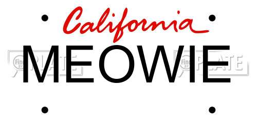 MEOWIE California License Plate