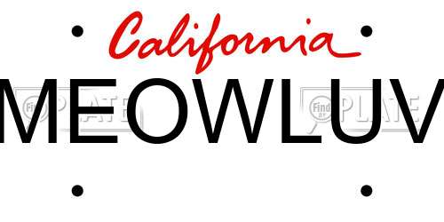 MEOWLUV California License Plate
