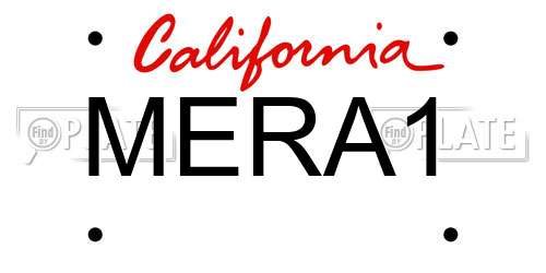 MERA1 California License Plate