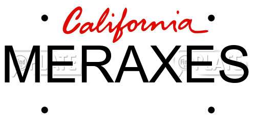 MERAXES California License Plate