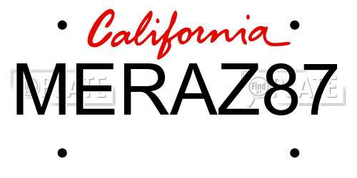 MERAZ87 California License Plate