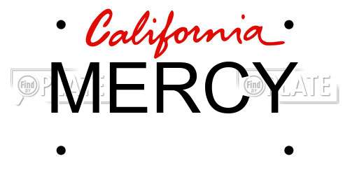 MERCY California License Plate