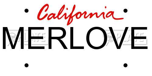 MERLOVE California License Plate