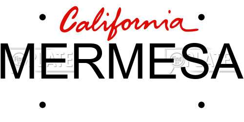 MERMESA California License Plate