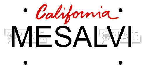 MESALVI California License Plate