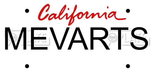 MEVARTS California License Plate