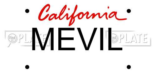 MEVIL California License Plate