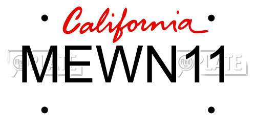 MEWN11 California License Plate