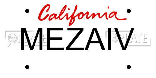MEZAIV California License Plate