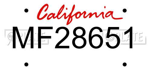 MF28651 California License Plate