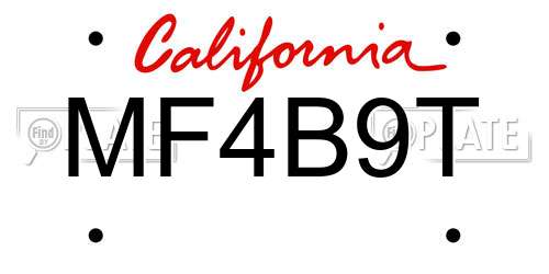 MF4B9T California License Plate