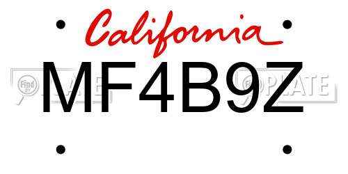 MF4B9Z California License Plate