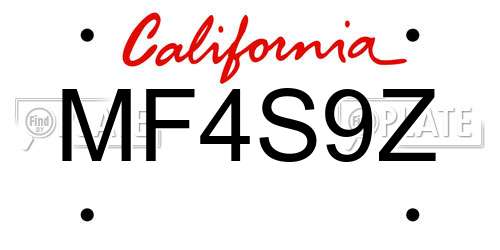 MF4S9Z California License Plate