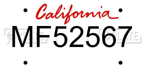 MF52567 California License Plate