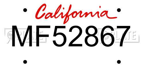 MF52867 California License Plate