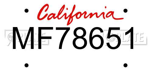 MF78651 California License Plate