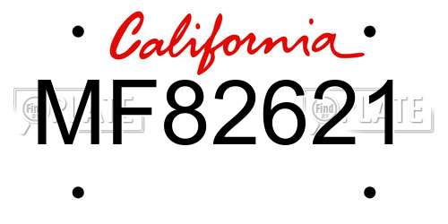 MF82621 California License Plate