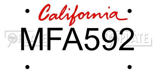 MFA592 California License Plate