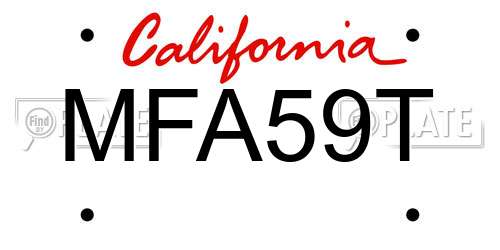 MFA59T California License Plate