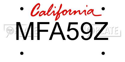 MFA59Z California License Plate