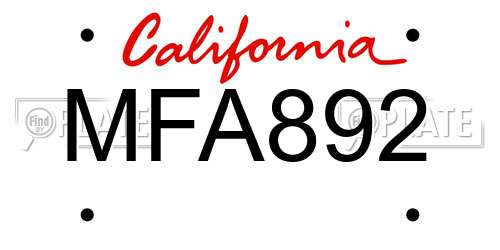 MFA892 California License Plate