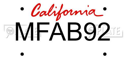 MFAB92 California License Plate