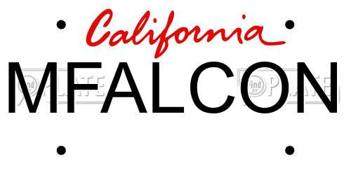 MFALCON California License Plate