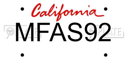MFAS92 California License Plate