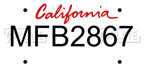 MFB2867 California License Plate