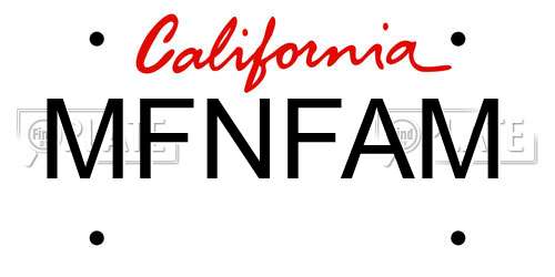 MFNFAM California License Plate