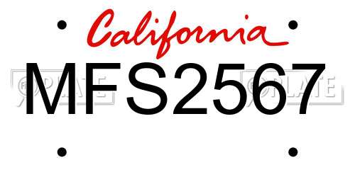 MFS2567 California License Plate