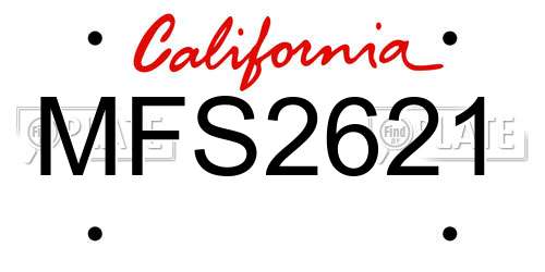MFS2621 California License Plate