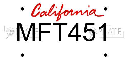 MFT451 California License Plate