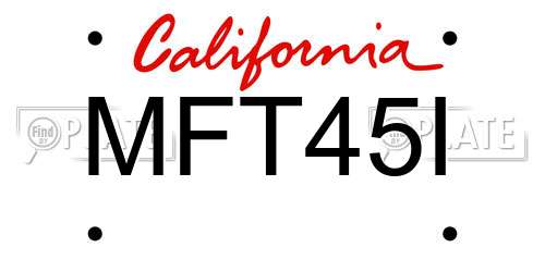 MFT45I California License Plate